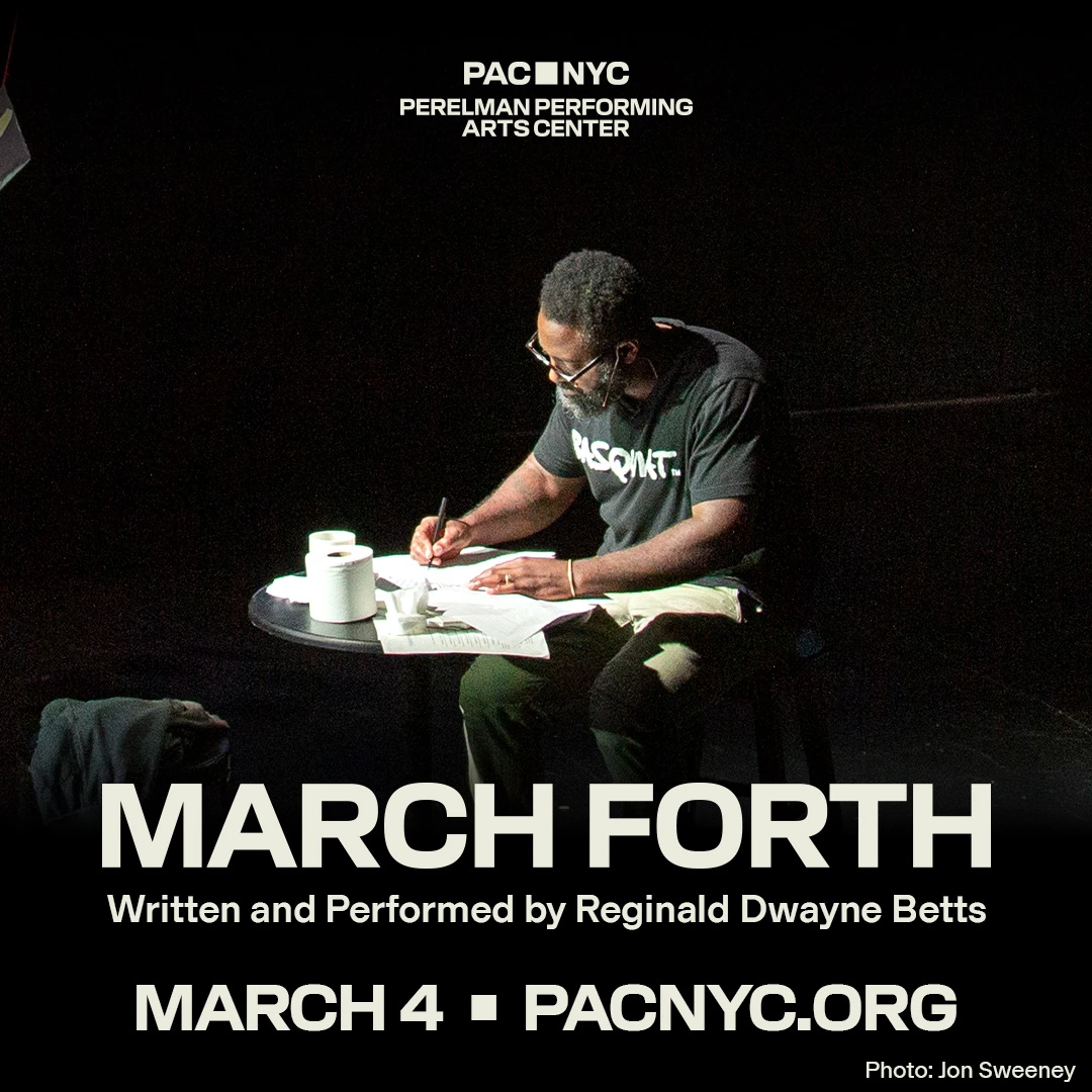 Graphic for Dwayne's March Forth performance at the Perelman Performing Arts Center.